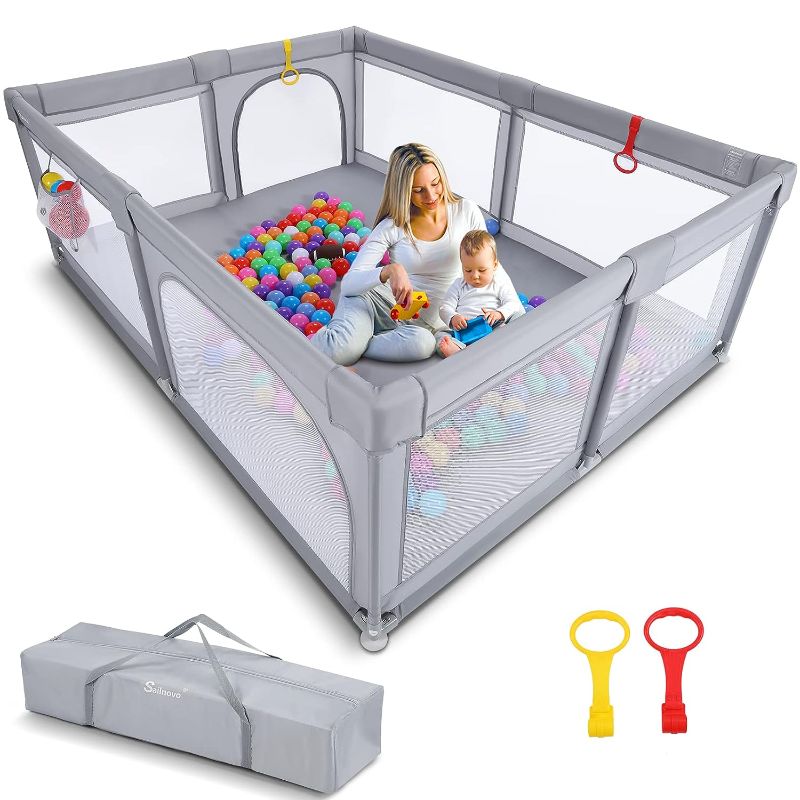 Photo 1 of Baby Playpen Extra Large 70'' x 71'' Playpens for Babies and Toddlers, Sailnovo Extra Large Baby Play Pen Play Yard for Baby, Kids Activity Center with Anti-Slip Sucker and Handle