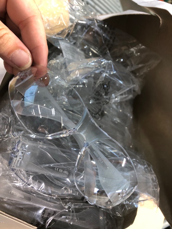 Photo 1 of amoolo Clear Safety Glasses, Bulk Case of 144 Pack, ANSI Z87.1 Impact Resistant Polycarbonate Lens, Eye Protection for Work, Lab, Construction 144 Pack Clear / Adult's Size