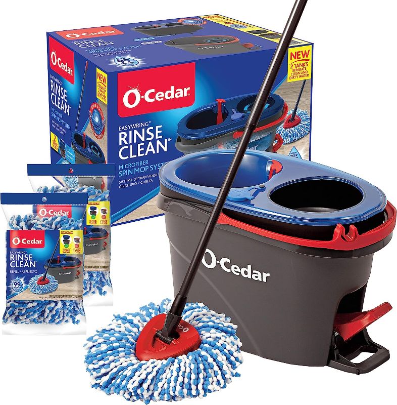 Photo 1 of 
O-Cedar EasyWring RinseClean Microfiber Spin Mop & Bucket Floor Cleaning System with 2 Extra Refills
