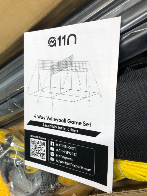 Photo 4 of A11N 4-Way Volleyball and Badminton Net - Backyard & Beach Game Set for Adults and Kids