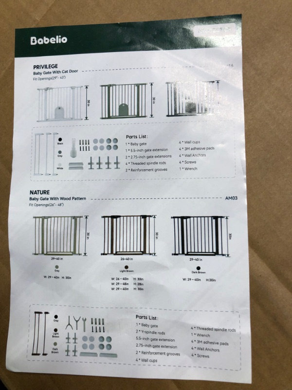 Photo 4 of Babelio Upgraded Baby Gate with Cat Door, 29-43" Auto Close Durable Dog Gate for Stairs, Doorways and House, Easy Walk Thru Safety Gate with Pet Door Includes 4 Wall Cups, Gray
Visit the BABELIO Store