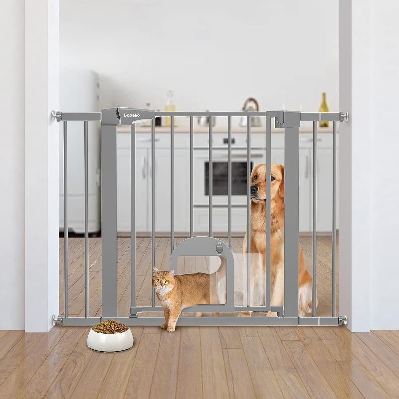 Photo 1 of Babelio Upgraded Baby Gate with Cat Door, 29-43" Auto Close Durable Dog Gate for Stairs, Doorways and House, Easy Walk Thru Safety Gate with Pet Door Includes 4 Wall Cups, Gray
Visit the BABELIO Store