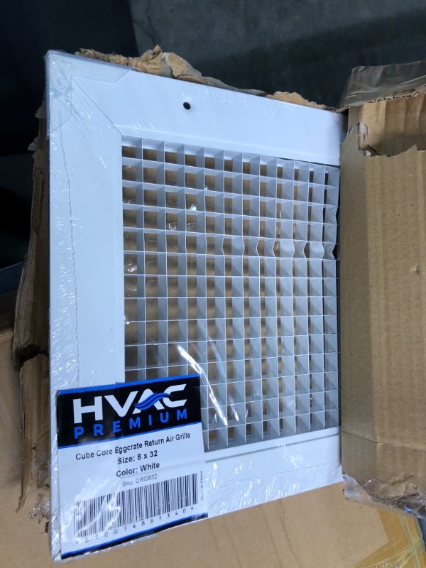 Photo 3 of 8" x 32" or 32" x 8" Cube Core Eggcrate Return Air Grille - Aluminum Rust Proof - HVAC Vent Duct Cover - White [Outer Dimensions: 10.75] 8 x 32 Return Grille