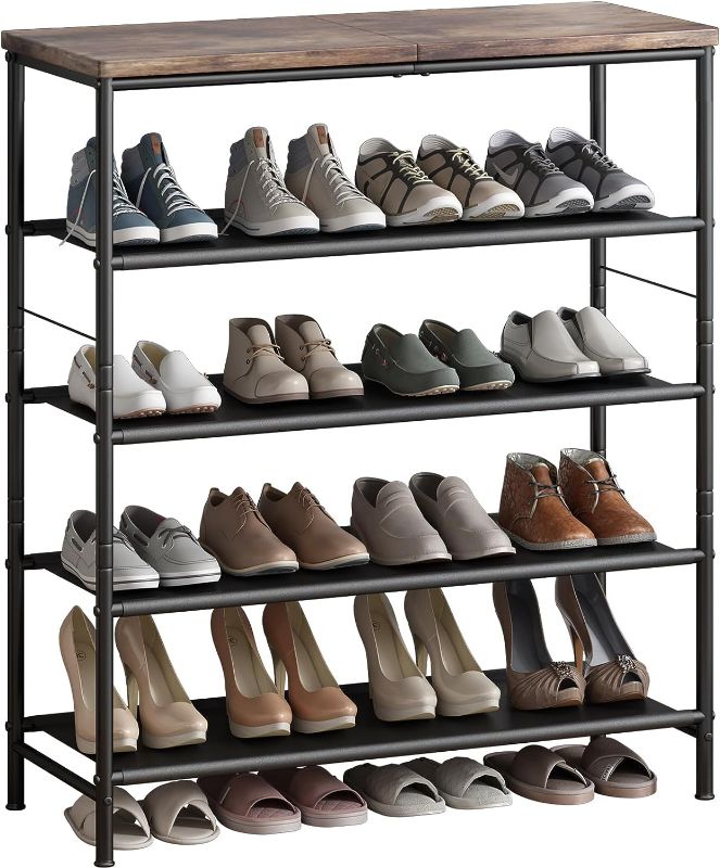 Photo 1 of 
Roll over image to zoom in







3 VIDEOS
INGIORDAR Shoe Rack Organizer 5 Tier Metal Organizer Shelf with Industrial MDF Board and Layer Fabric for Entryway Closet Bedroom Living Room Garage,Black & Rustic