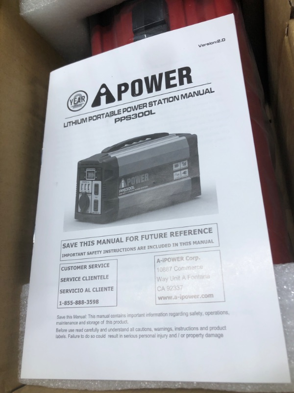 Photo 2 of A-iPower Portable Power Station 300W with Lithium-Ion Battery, Solar Powered Outdoor Generator, Battery Power Supply for Home Emergency Use, CPAP, Camping, Weekend Trip and Fishing