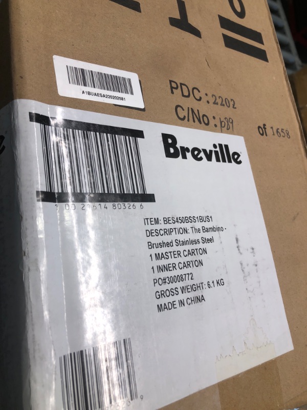 Photo 2 of Breville Bambino Espresso Machine, Stainless Steel
brand new
