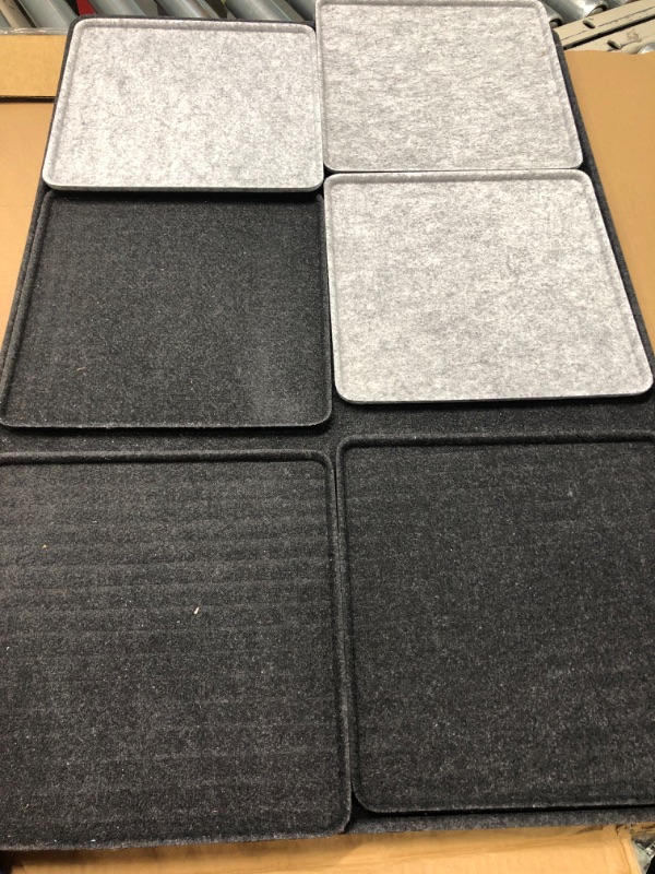 Photo 1 of 6 Packs Felt Pin Board Gray Felt Wall Tiles Square Felt Bulletin Board 11.8x11.8 Inches Felt Board Tiles Self-Adhesive Gray Pinboard for Home School Office, with 40 Pushpins