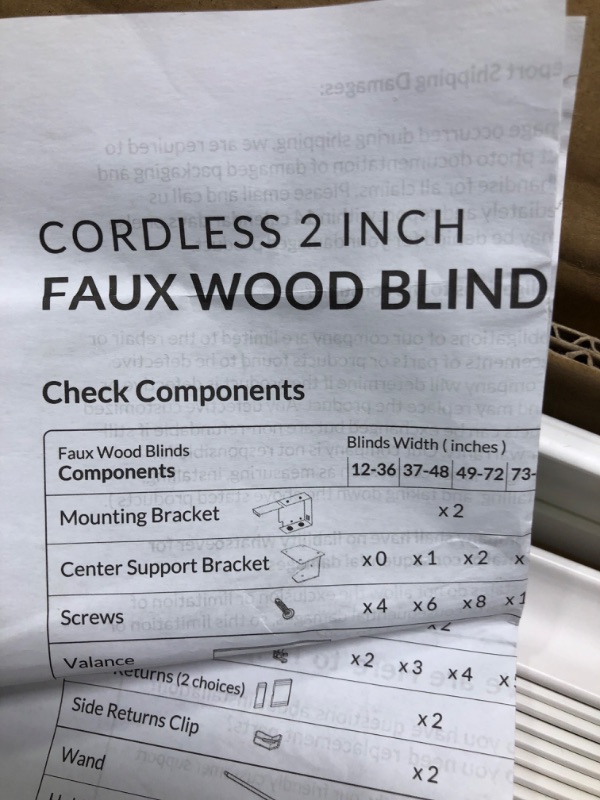 Photo 5 of Chicology Cordless Faux Wood Blind, Basic White - 26"W x 72"H