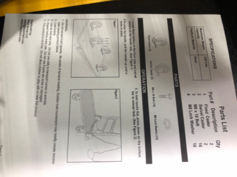 Photo 6 of MaxWorks 80876- Foldable Platform Truck Push Dolly 330 lb. Weight Capacity Black and Yellow 28.75" x 18.75" x 33"