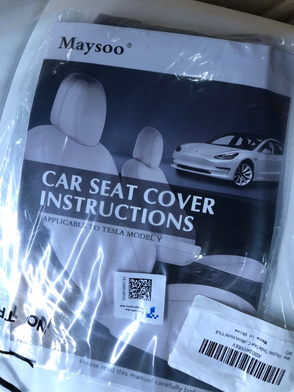 Photo 7 of Maysoo Tesla Seat Covers Model Y White Car Seat Covers(White-Organosilicon,Model Y(Full Set)) White Organosilicon model Y(full set)