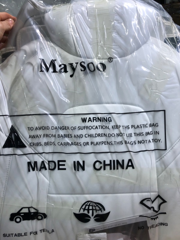 Photo 6 of Maysoo Tesla Seat Covers Model Y White Car Seat Covers(White-Organosilicon,Model Y(Full Set)) White Organosilicon model Y(full set)