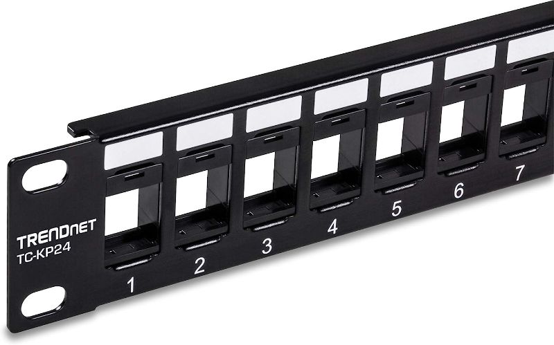 Photo 1 of TRENDnet 24-Port Blank Keystone 1U Patch Panel, 1U 19" Metal Rackmount Housing, Recommended With TC-K25C6 & TC-K50C6 Cat6 Keystone Jacks (Sold Separately), Black, TC-