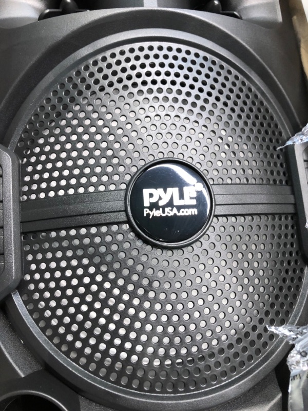 Photo 6 of Pyle Portable Bluetooth PA Speaker System - 600W Rechargeable Outdoor Bluetooth Speaker Portable PA System w/ Dual 8” Subwoofer 1” Tweeter, Microphone In, Party Lights, USB, Radio, Remote - PPHP2835B