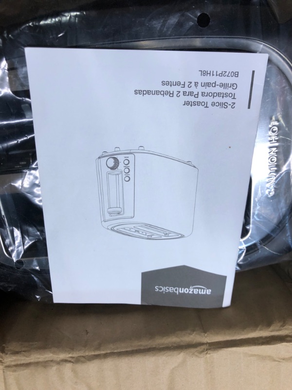 Photo 1 of Amazon Basics 2 Slice, Extra-Wide Slot Toaster with 6 Shade Settings, Black