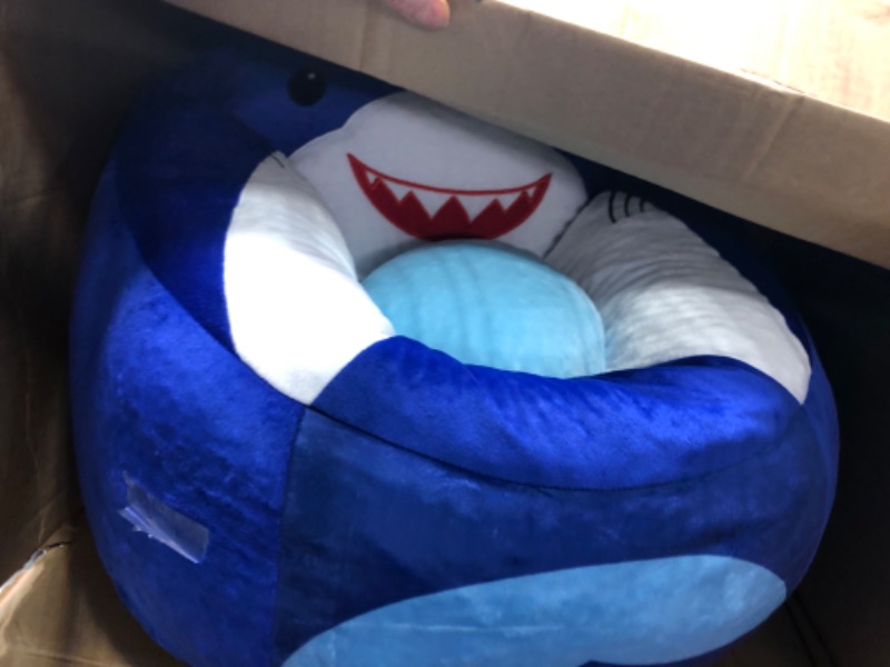 Photo 3 of Heritage Kids Shark Round Figural Kids Bean Bag Chair , Blue