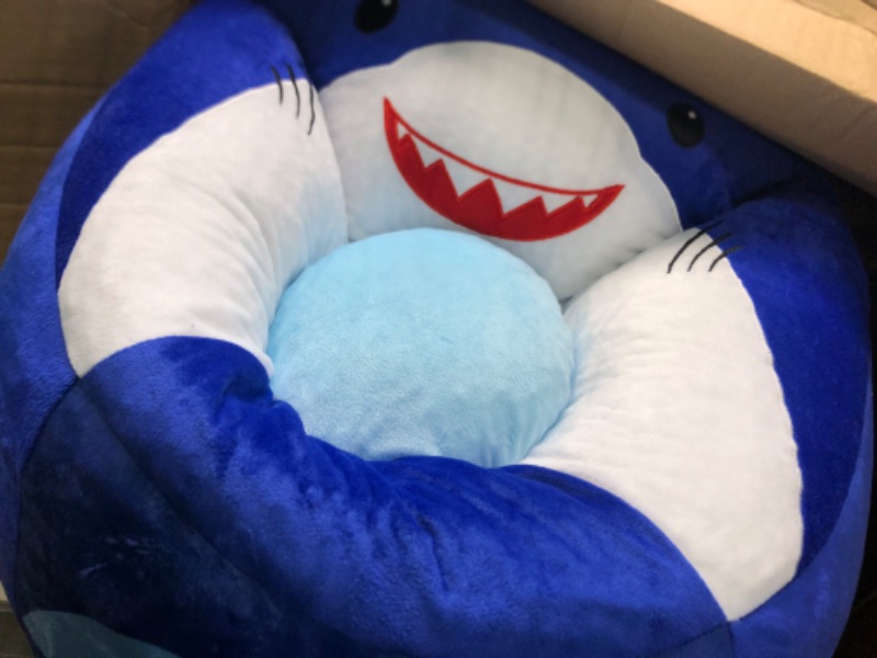 Photo 4 of Heritage Kids Shark Round Figural Kids Bean Bag Chair , Blue