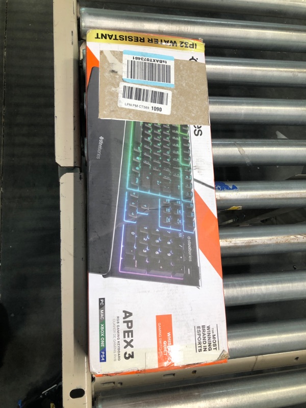 Photo 2 of SteelSeries Apex 3 RGB Gaming Keyboard – 10-Zone RGB Illumination – IP32 Water Resistant – Premium Magnetic Wrist Rest (Whisper Quiet Gaming Switch)