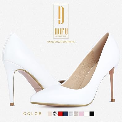 Photo 1 of IDIFU Women's IN4 Classic Pointed Toe High Heels Pumps Wedding Dress Office Shoes 5 Black Pu