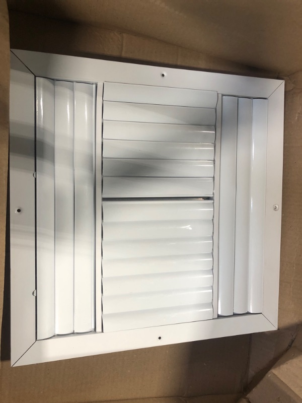 Photo 3 of 12" x 12" 3-Way Aluminum Curved Blade Adjustible Air Supply HVAC Ceiling Diffuser Multi-Shutter Parallel Blade Damper.(13,625"x13,625" Face) 12x12 Inch