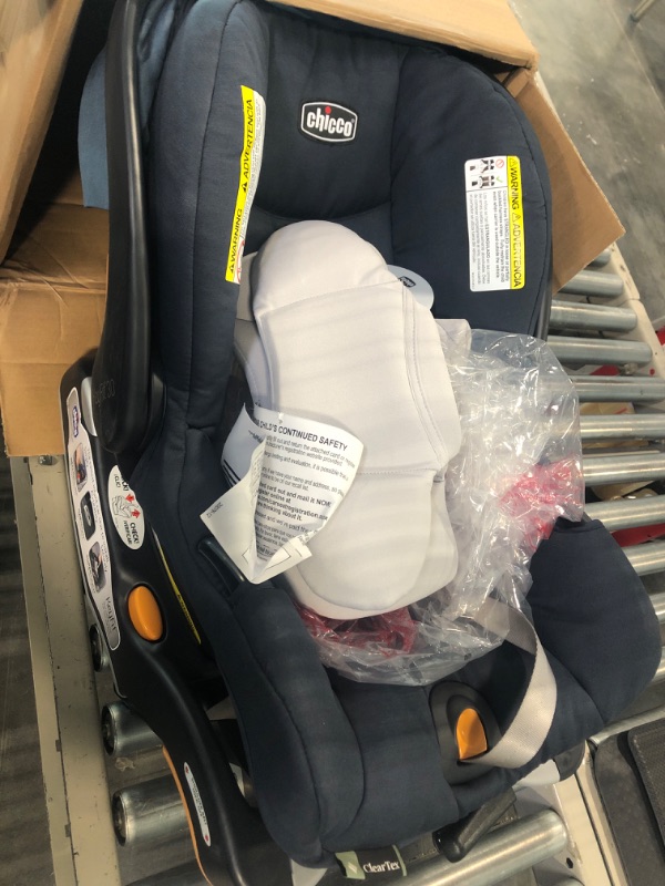 Photo 3 of Chicco KeyFit 30 ClearTex Infant Car Seat and Base, Rear-Facing Seat for Infants 4-30 lbs, Includes Infant Head and Body Support, Compatible with Chicco Strollers, Baby Travel Gear | Glacial/Blue Glacial KeyFit 30 with Cleartex Fabric