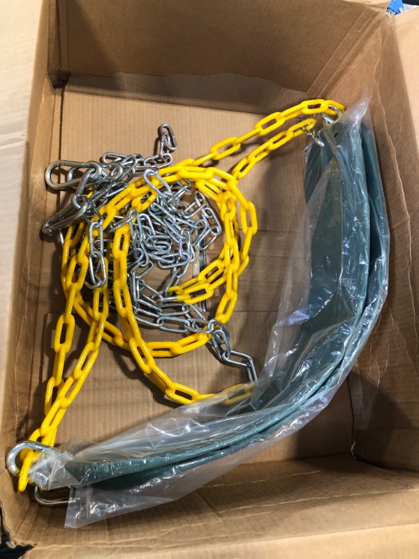 Photo 1 of Gorilla Playsets 04-0039-G/Y Extreme-Duty Swing Belt with Coated Chain, Green with Yellow Chain Green/Yellow Chain