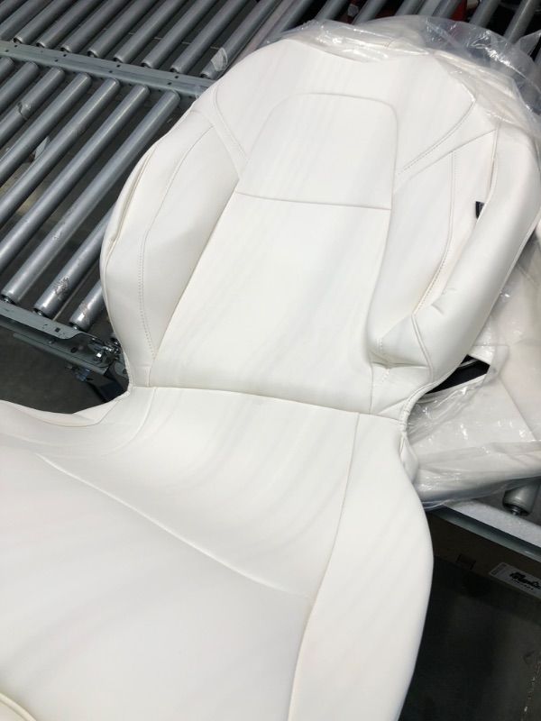 Photo 2 of Maysoo Tesla Seat Covers Model Y white Front car seat covers Nappa Car Seat Covers,Tesla Model Y 2023 2022 2021 2020 Seat Cover Car Interior Cover All Weather Protection(White-Nappa,Model Y(Front Seat Kit))