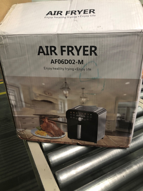 Photo 2 of Air Fryer, 6.2QT Air Fryer Oven with LED Digital Touchscreen, 12-in-1 Cooking Functions Air fryers, Dishwasher-Safe Basket, Stainless Steel/BS

https://a.co/d/8tAG0AS