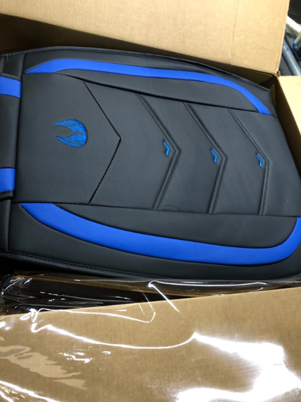 Photo 1 of OASIS AUTO Car Seat Covers Accessories Full Set Premium Nappa Leather Cushion Protector Universal Fit for Most Cars SUV Pick-up Truck, Automotive Vehicle Auto Interior Décor (OS-003 Blue) FULL SET BLUE