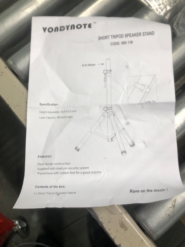 Photo 4 of Vondynote Pair of Tripod Speaker Stands PA DJ Short Tripod Speaker Stand Slim Mini Speaker Stand