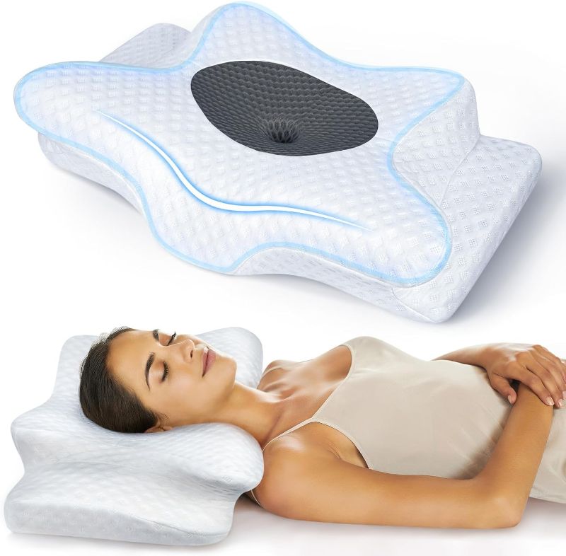 Photo 1 of 5X Pain Relief Cervical Pillow for Neck and Shoulder Support, Adjustable Memory Foam Pillows for Sweet Sleeping, Odorless Ergonomic Contour Orthopedic Bed for Side Back Stomach Sleeper
