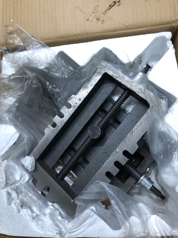 Photo 1 of 5 Inch Cross Slide Drill Press Vise, Heavy Duty Cast Iron Milling Vice Holder Woodworking Clamping Vise Machine Bench Top Mount Cross Sliding Vise