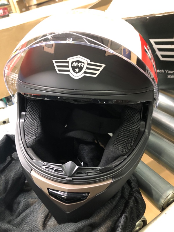 Photo 4 of AHR Motorcycle Full Face Helmet Dual Visor Street Bike Lightweight DOT Approved Helmet Snowmobile Touring Sports for Adult RUN-F (Matte Black, XL) X-Large Matte Black