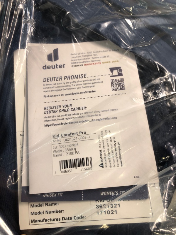 Photo 1 of Deuter Kid Comfort Pro Child Carrier 2021 - Midnight