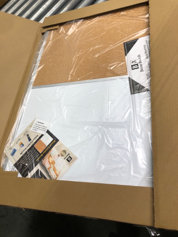 Photo 1 of Vision Board 2023: Dry Erase Cork Board Combo Set - 20" x 28" Magnetic White Board and Cork Bulletin Combination Board, Use as Message Board, Memo Board - w/ Markers, Eraser, Magnets, Push Pins