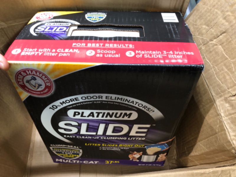 Photo 2 of Arm & Hammer Litter Platinum Slide Multi-Cat Cat Litter, 37-lb box