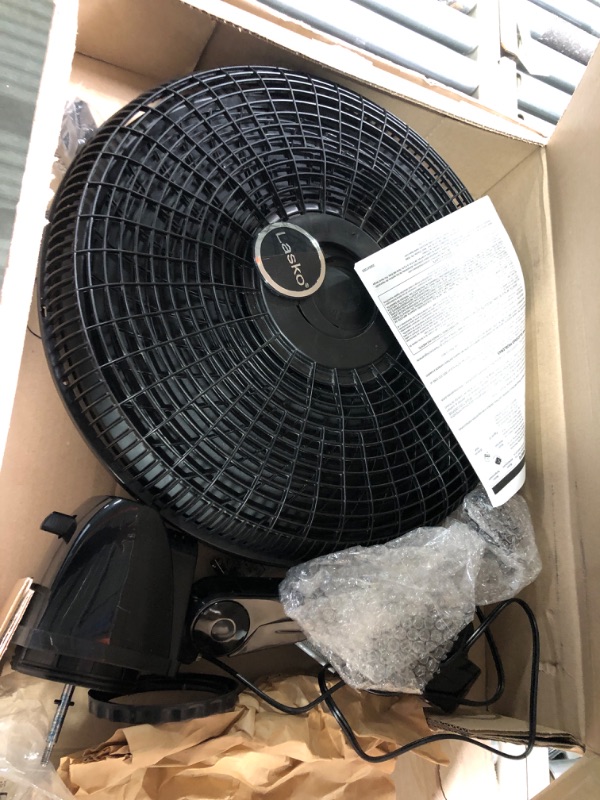 Photo 3 of Lasko 1843 18? Remote Control Cyclone Pedestal Fan with Built-in Timer, Black Features Oscillating Movement and Adjustable Height Standard Packaging