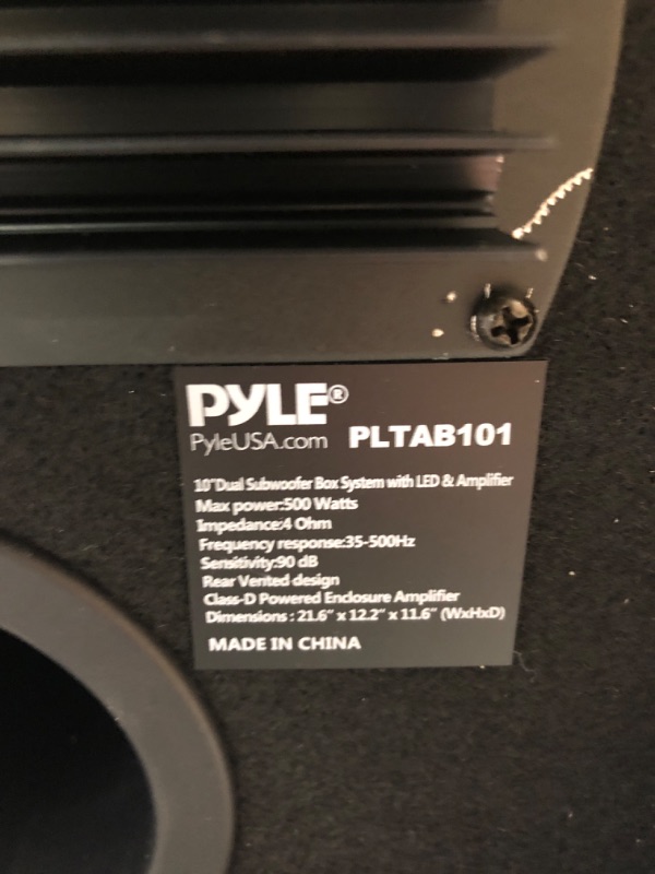 Photo 1 of PyleUsa 10-Inch Carpeted Subwoofer Tube Speaker - 500 Watt, High Powered Car Audio Sub Bass Enclosure System with 2'' Aluminum Voice Coil, Rear Vented Design - PLTAB101,Black 10 Inch