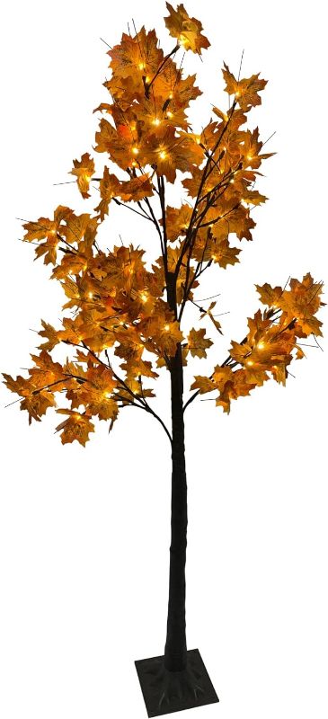 Photo 1 of 6' LED Lighted Autumn Harvest Maple Leaf Tree - Warm White Lights