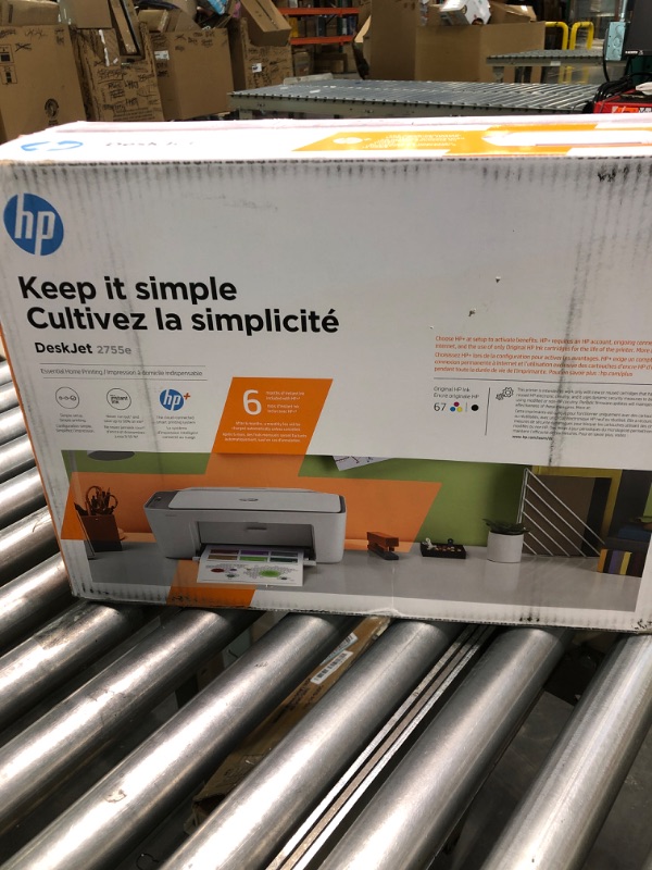 Photo 2 of HP DeskJet 2755e Wireless Color All-in-One Printer with bonus 6 months Instant Ink (26K67A), white