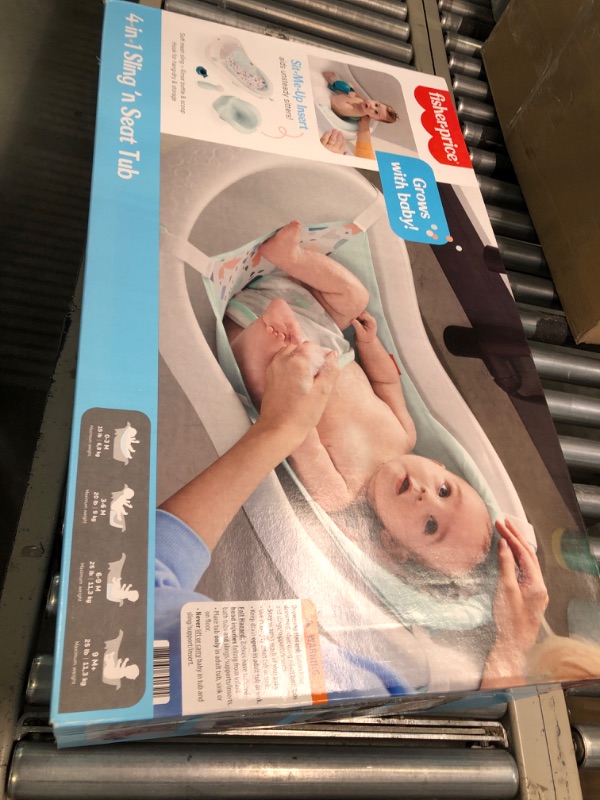 Photo 2 of Fisher-Price 4-In-1 Sling 'N Seat Bath Tub, Pacific Pebble, Baby To Toddler Convertible Tub With Seat And Toys