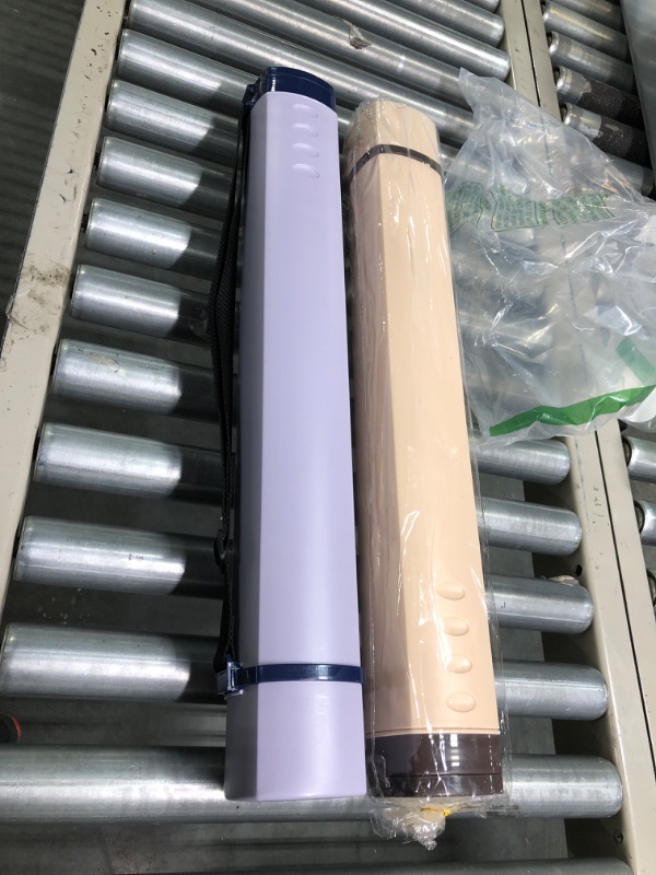 Photo 3 of 2-Pack Extendable Poster Tubes Expand from 24.5” to 40” with Shoulder Strap | Carry Documents, Blueprints, Drawings and Art | Creamy White and Violet Portable Round Storage Cases with Lids and Labels Creamy and Violet