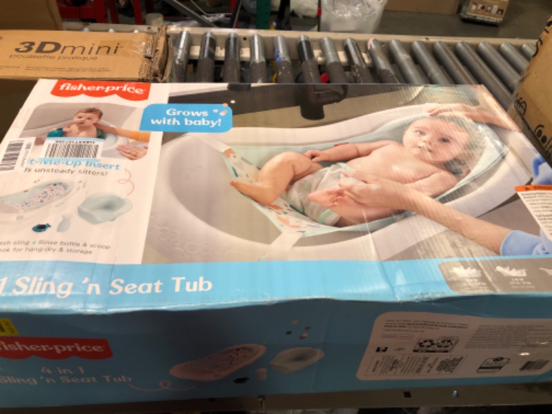 Photo 1 of Fisher-Price 4-In-1 Sling 'N Seat Bath Tub, Pacific Pebble, Baby To Toddler Convertible Tub With Seat And Toys