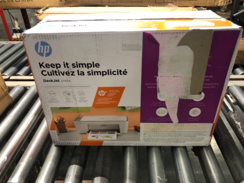 Photo 2 of HP DeskJet 2755e Wireless Color All-in-One Printer with bonus 6 months Instant Ink (26K67A), white