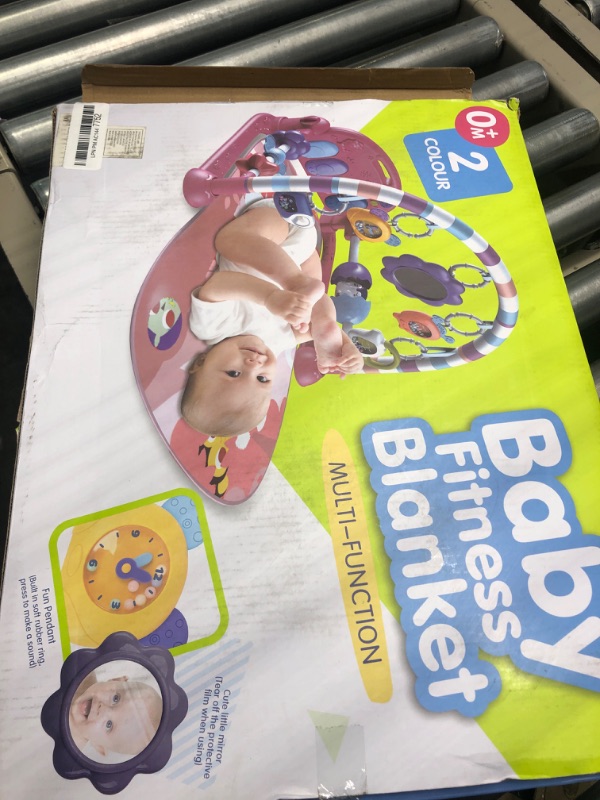 Photo 1 of Baby Play Mat Baby Gym,Funny Play Piano Tummy Time Baby Activity Gym Mat with 5 Infant Learning Sensory Baby Toys, Music and Lights Boy & Girl Gifts for Newborn Baby 0 to 3 6 9 12 Months (Pink)