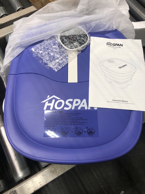 Photo 3 of HOSPAN (2022.8 Upgrade Collapsible Foot Spa Electric Rotary Massage, Foot Bath with Heat, Bubble, Remote, and 24 Motorized Shiatsu Massage Balls. Pedicure Foot Spa for Feet Stress Relief - FS02A Blue