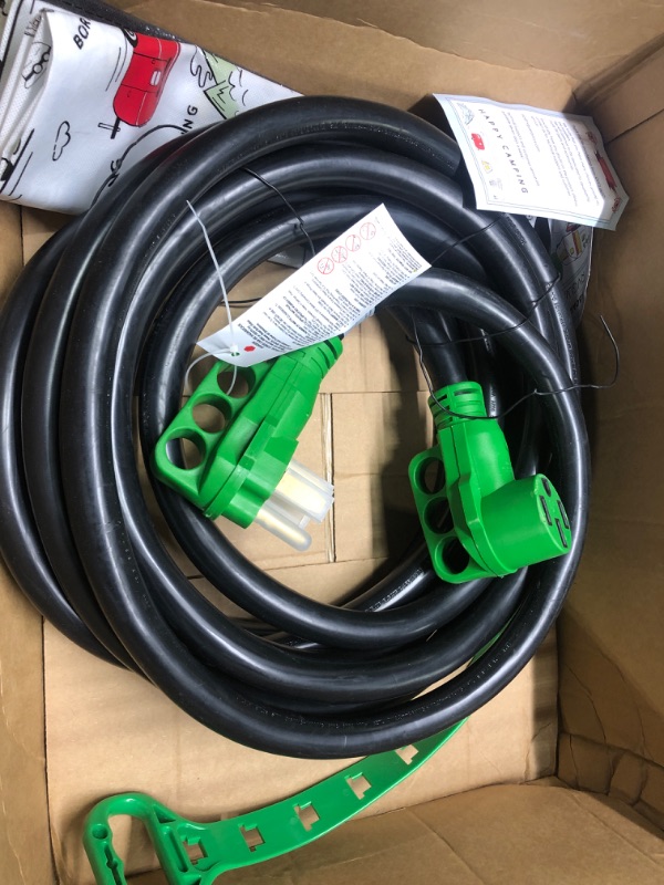 Photo 1 of RVGUARD 50 Amp 25 Foot RV Extension Cord, Heavy Duty STW Cord with LED Power Indicator and Cord Organizer, NEMA 14-50P/R Standard Plug, Green, ETL Listed 25 Feet Green 50 Amp