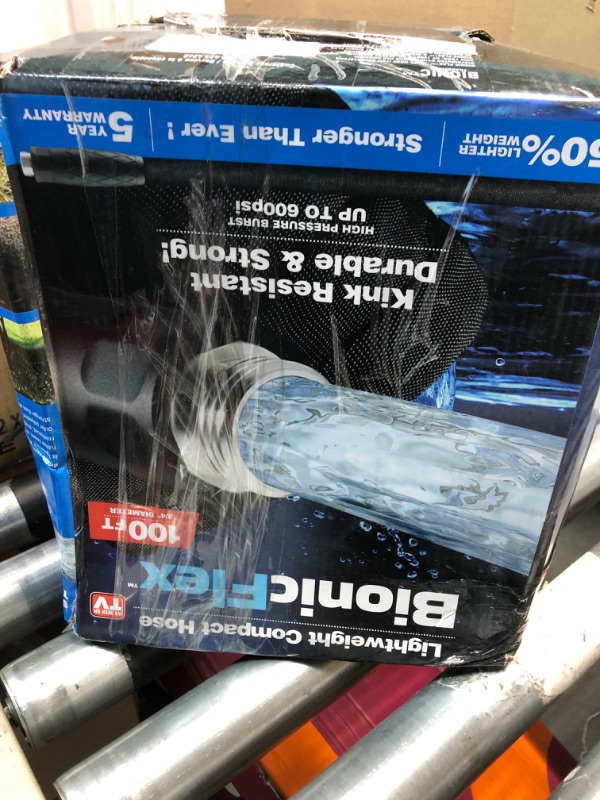 Photo 1 of Bionic Flex Garden Hose 100FT, Lightweight Water Hose 100 Ft, Ultra Durable Leak & Puncture Resistant Flexible Kink Free Easy Coil, Easy Connect Nozzle, Crush Resistant Fittings, 600 PSI AS SEEN ON TV