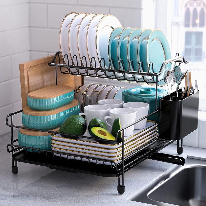 Photo 1 of 
Kitsure Dish Drying Rack - Large-Capacity Dish Rack for Kitchen Counter, Rust-Proof Dish Drainer, 2-Tier Kitchen Dish Drying Rack for Dishes, Knives, Spoons...
