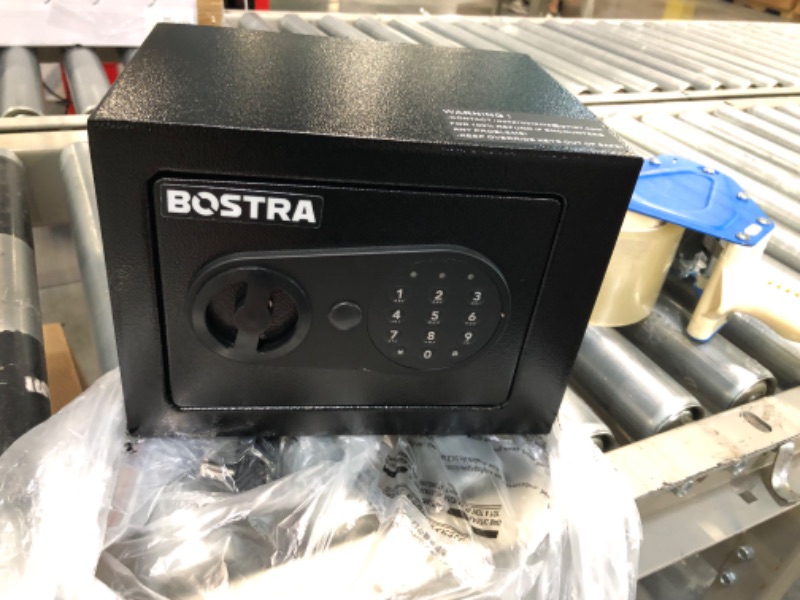 Photo 1 of Bostra Fireproof Safe Box with Sensor Light & Fireproof Bag, Money Safe Box with Digital Keypad,Security Safe Box for Home, 0.23 Cubic Small Safe with Keys & Pass Code for Cash Jewelry Black