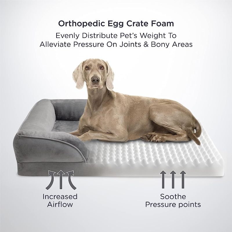 Photo 1 of Bedsure Orthopedic Dog Bed for Big Dogs -Foam Sofa with Removable Washable Cover, Waterproof Lining and Nonskid Bottom Couch, Pet Bed